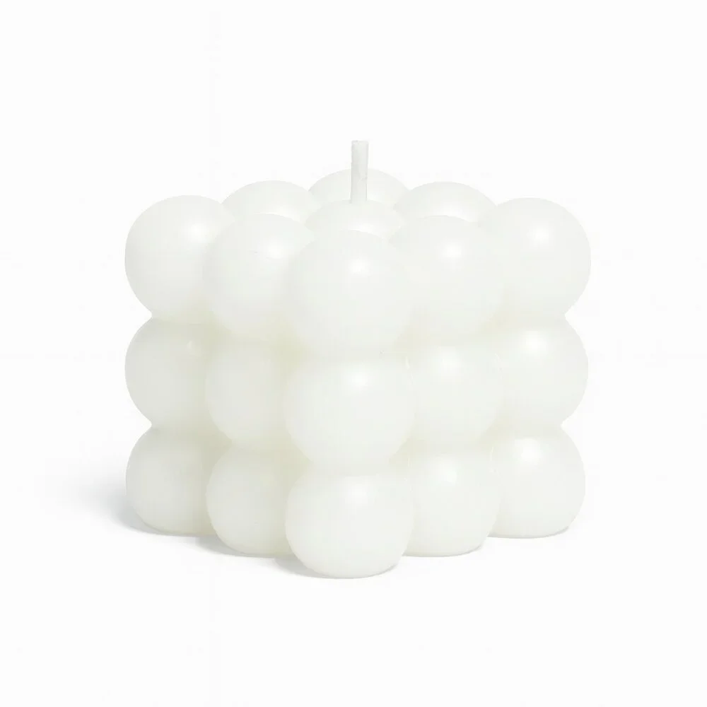 Modern White Scented Wax Decor Cube Bubble Candle